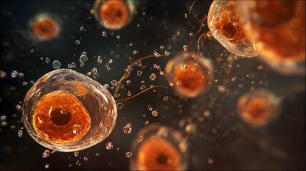 Microscopic amoeba simulation in scientific 3D render