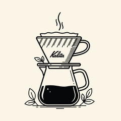 Kalita Wave Pour Over Coffee Maker with Freshly Brewed Coffee.
