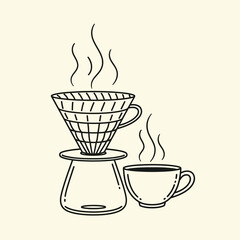 Pour Over Coffee Brewing Method Setup.