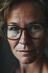 portrait of a mature woman with glasses