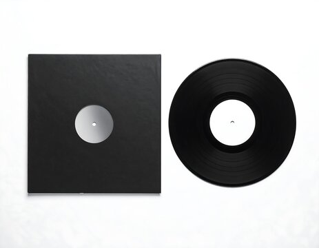 Minimalist vinyl record and sleeve - Powered by Adobe