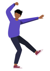Young man performing a modern street dance move. Dynamic teenage hip hop dancer with energy and style. Abstract illustration for youth culture.