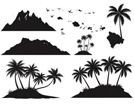 Silhouettes of tropical scenery