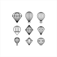 Hot Air Balloon Icon Set Vector Illustration

