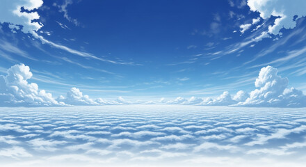 秋空と雲の広がるアニメ風風景