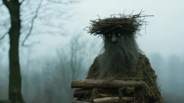Spirit of Leshy: tree root foot, forest sentinel, wandering guide, magical disguise, cultural myth, beast form, Slavic entity, woodland watcher, protective being, lost traveler
