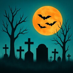 Halloween Invitation with Spooky Graveyard