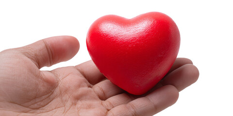 hand holding red heart love on isolate transparency background