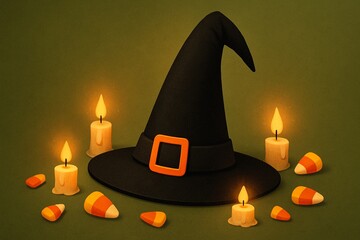 Halloween Invitation with Magical Hat Artwork
