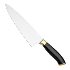 Sharp professional chef knife with black handle on black background