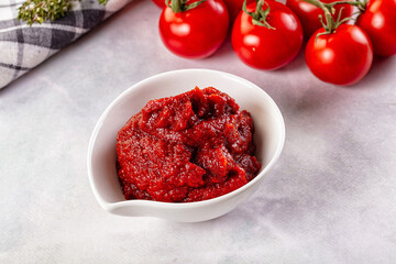 Red organic fresh tomato paste