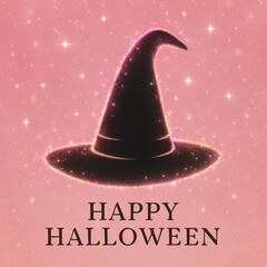 Luxury Sparkling Witch Hat on Pink Gradient Background