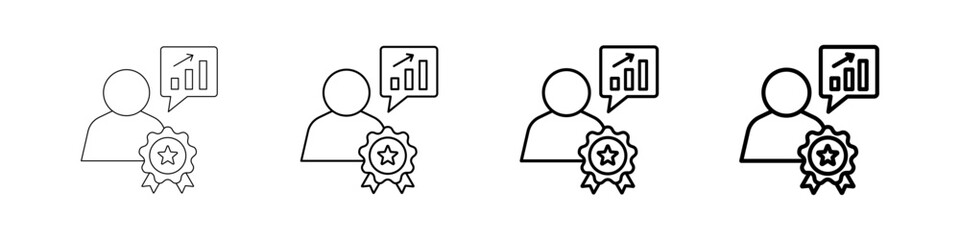 Sales Performance Icons Set In Various Stroke Line Styles