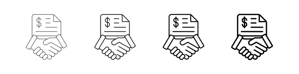 Sales Negotiation Icons Set In Various Stroke Line Styles