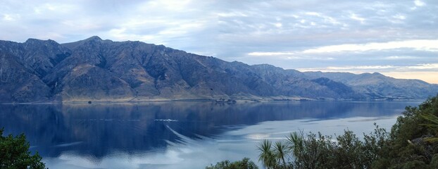 Beautiful lake with mountain view at Thailand.
