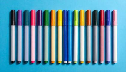 Vibrant Colored Markers Arranged in a Row