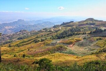 Beautiful landscape of mountain and road at the northern part of Thailand. 