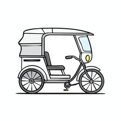 Fototapeta premium Illustration of a white tricycle, a common mode of transportation in some countries.