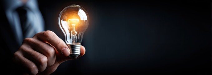 Businessman Holding Lightbulb Idea Concept.