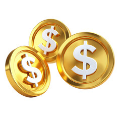 Obraz premium Stack of Shiny Golden Dollar Coins Symbolizing Financial Stability and Success on Transparent Background for Business Use