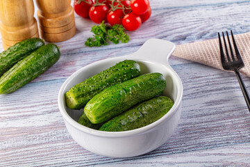 Homemade lightly salted cucumbers snack