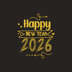 Happy new year 2026,  new year typography