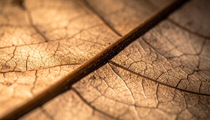 Obraz premium Macro close-up of a dry leaf texture and veins