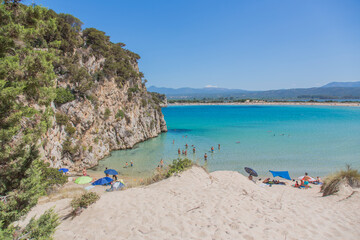 Voidokilia beach, one of the most beautiful beaches in Greece, Peloponnes, near Pylos