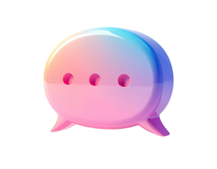 3-dot speech bubble, 3D, gradient colors