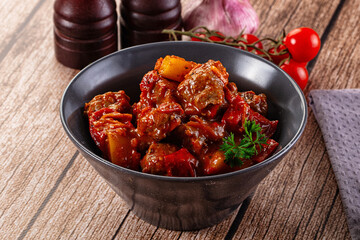 Stew Hungarian goulash with beef and vegetables