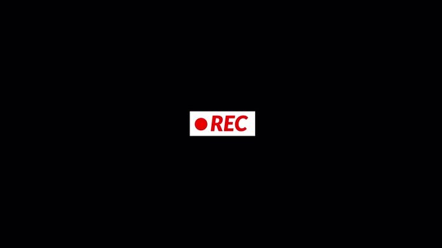 Recording icon animation, camera recording sign video on a transparent background, Rec symbol, button of recording video with alpha channel, broadcasting, voice recorder, video recording in 4k.