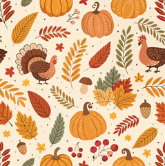 autumn seamless pattern,happy thanks giving seamless pattern,seamless pattern