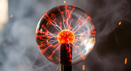 Plasma Ball Displaying Electrical Discharge and Ionization Effects.