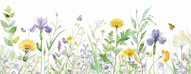 spring flowers and grass