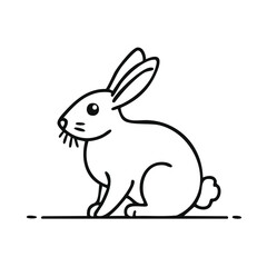 Obraz premium Simple line drawing of a rabbit sitting on the ground.