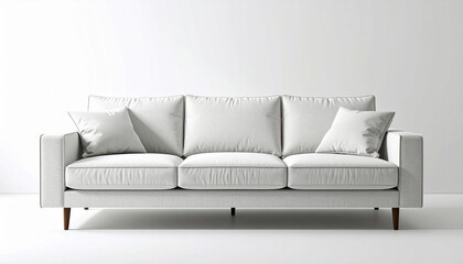 Modern white sofa with cushions in an empty room mockup