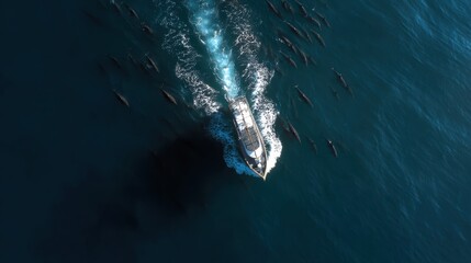 Cinematic Top View Fishing Boat