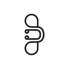 Monogram of the letter D and balloon. Abstract, outline and elegant.