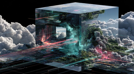 A glitch art illustration of DevOps in Cloud