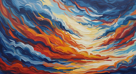 Abstract Sky Painting - A Vibrant Dance of Color and Light.