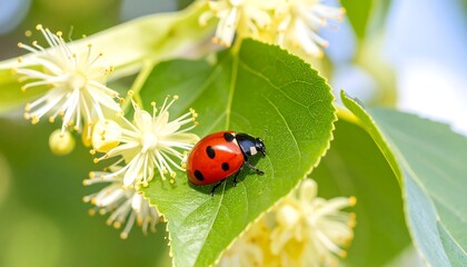 Obraz premium Ladybug on Linden flower (1)