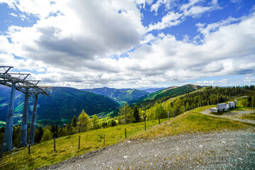 View of the surrounding landscape of the Nockberge Biosphere Reserve. Nature in the mountain region...