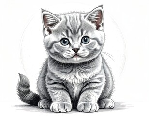 Cute gray kitten illustration