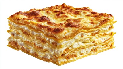 Golden baked lasagna with layered noodles and creamy cheese filling. Savory Italian comfort food