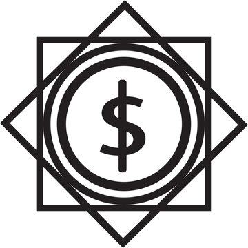 Abstract dollar symbol design with intricate geometric patterns.