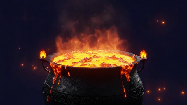 Burning pot of magical ingredients