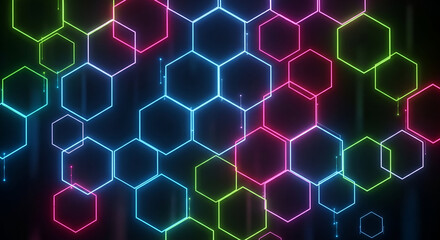 Neon Hexagons - A Vibrant Abstract Technology Background.