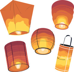 Obraz premium Collection of Sky Lanterns in Different Shapes