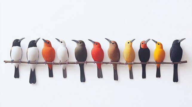 Minimalist infographic of Darwins finches beak variation on white