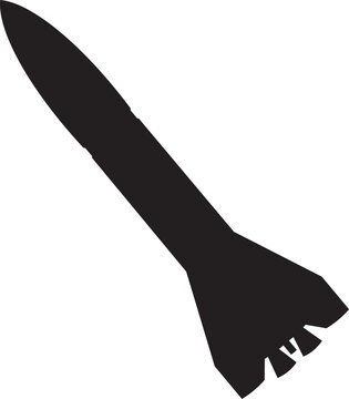 Simple silhouette of a rocket ship ready for launch into space exploration adventures